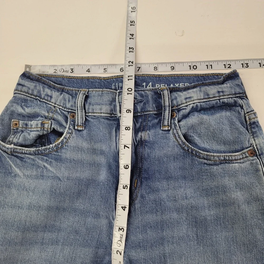 Gap Relaxed Taper Jeans Kids Size‎ 14 Blue Medium Wash High Rise Denim 733592